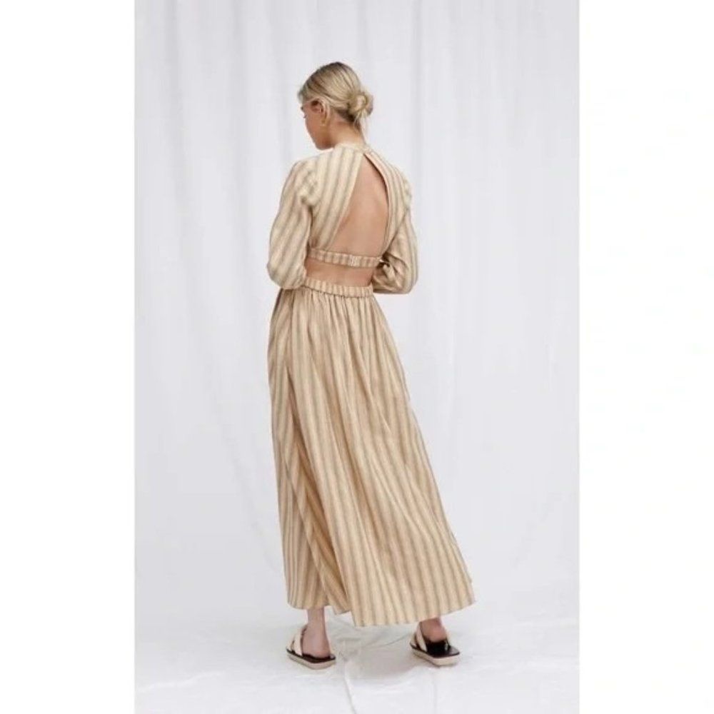 Anthropologie Tan Striped Maxi Dress - Picture 13 of 14